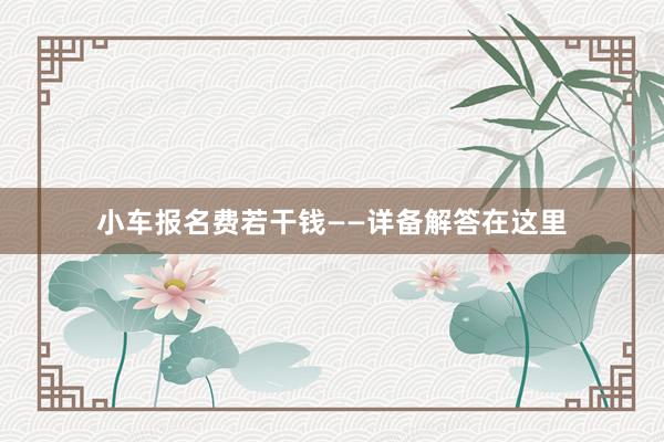 小车报名费若干钱——详备解答在这里