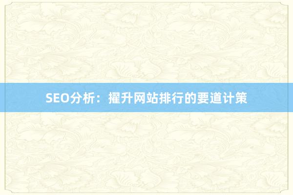 SEO分析：擢升网站排行的要道计策